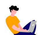Illustration d'un jeune homme qui consulte son ordinateur