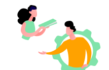 Illustration de 2 personnes échangeant des informations