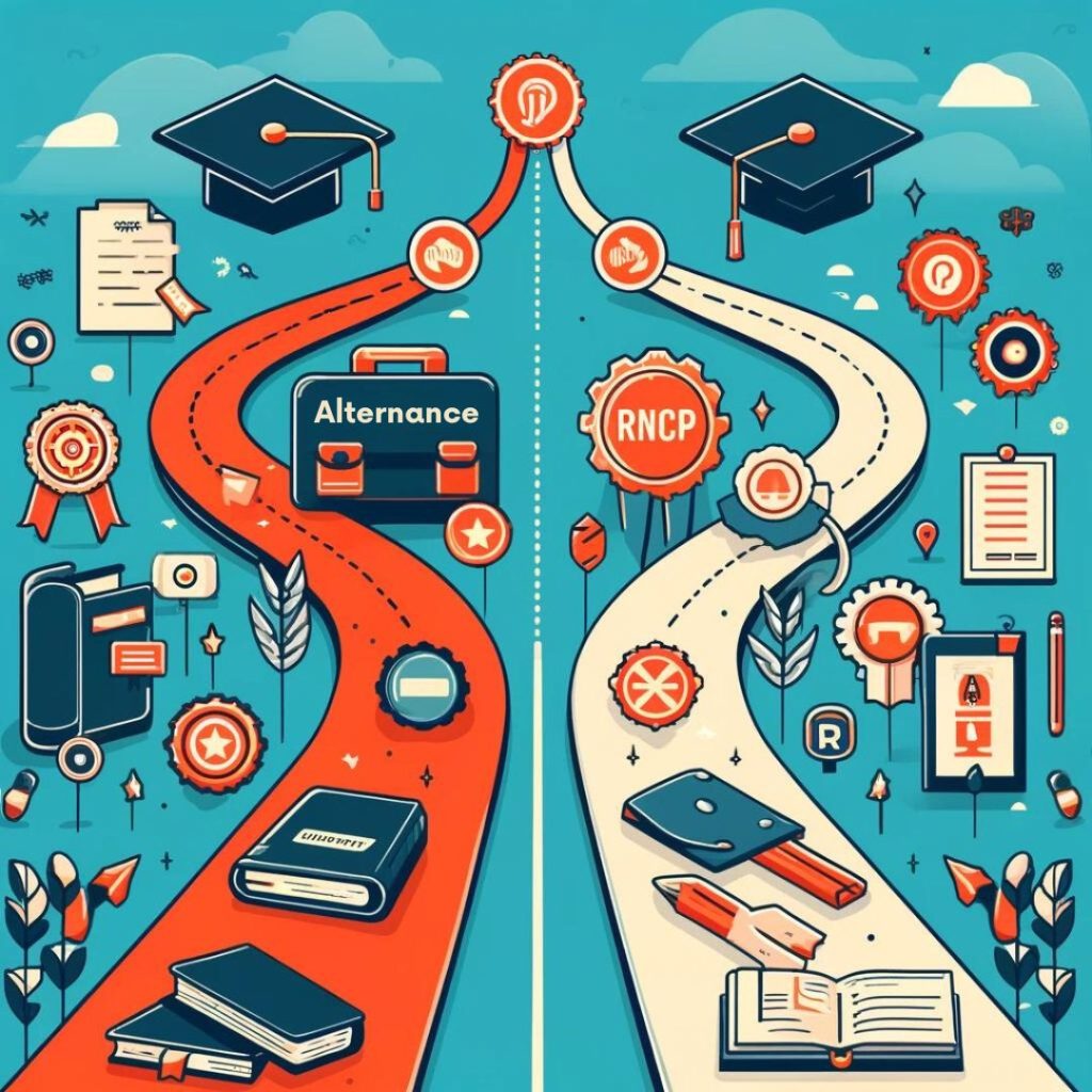 Explorez les différences entre les diplômes universitaires et les titres RNCP en alternance.